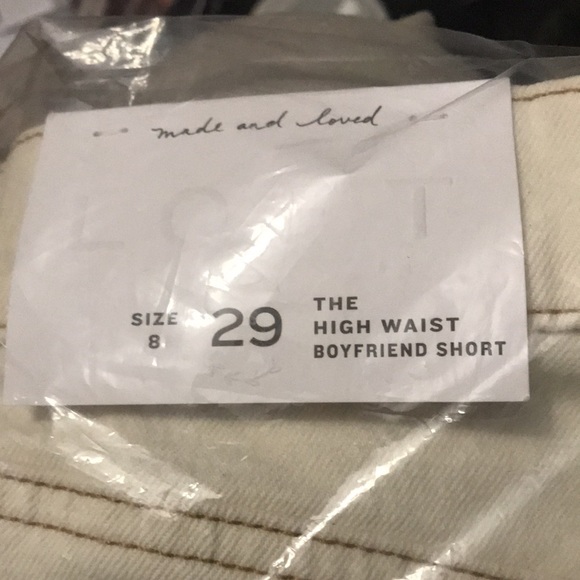 NWT LOFT The Frayed High Waist Boyfriend Short In White - Picture 6 of 7